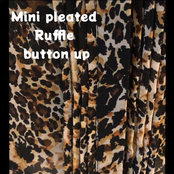 Zara Leopard Ruffle Pleat Long sleeve blouse - Picture 3 of 7